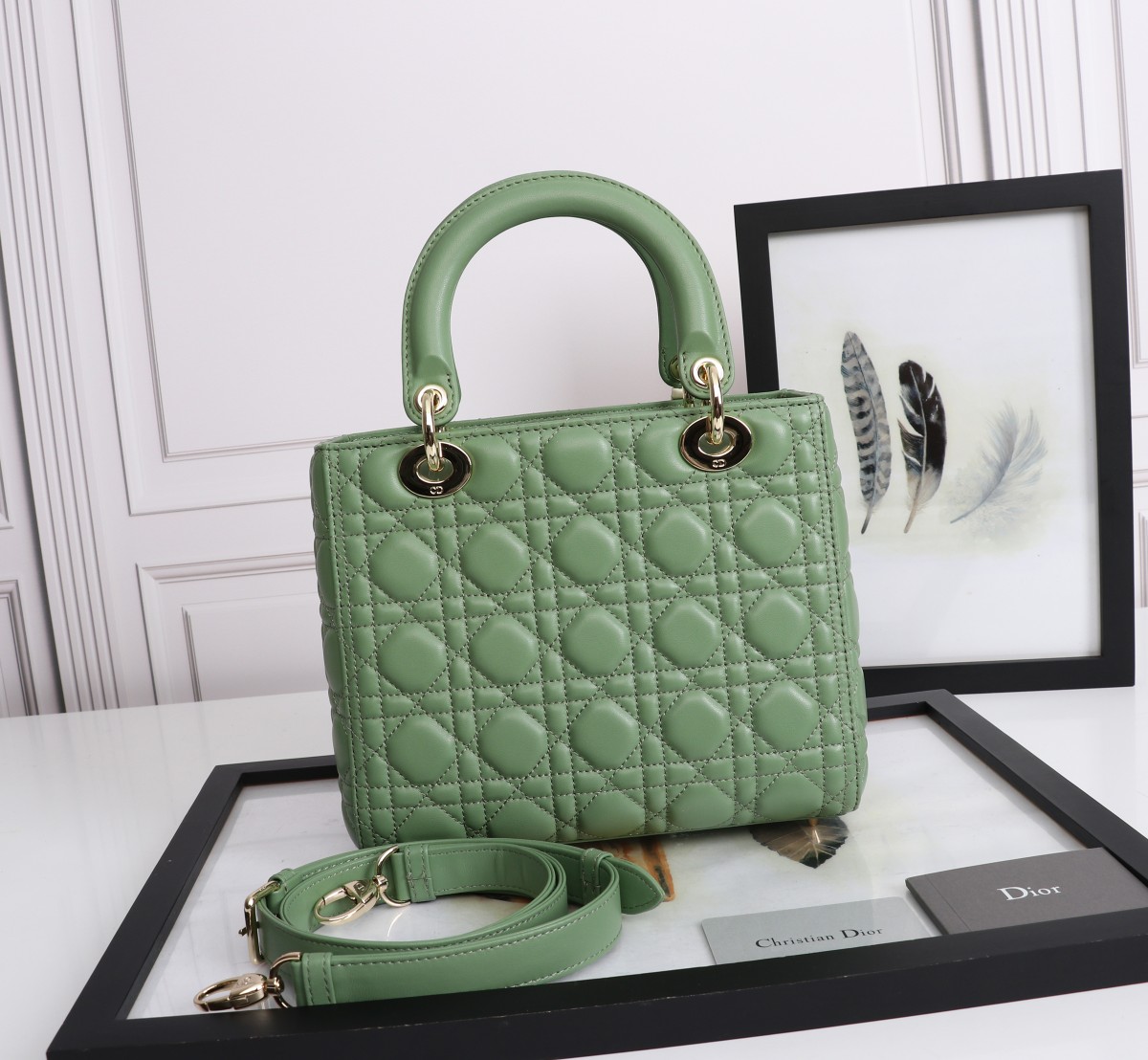 Medium Lady Dior Bag Green Cannage Lambskin